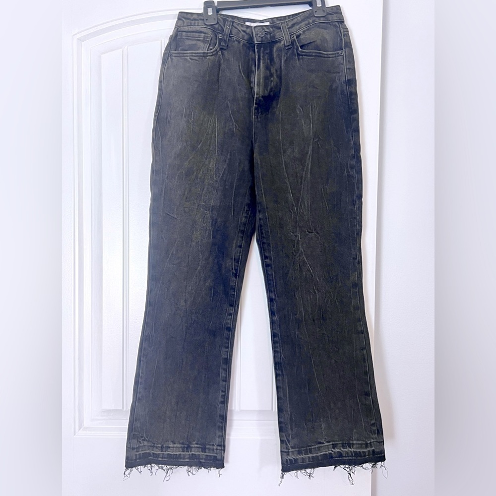 NWT JUICY COUTURE BLACK DENIM MALIBU CROP SZ 28 RAW HEM